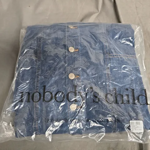 BAGGED NOBODYS CHILD CARLEE TIE WAIST DENIM MINI DRESS IN BLUE - UK 12