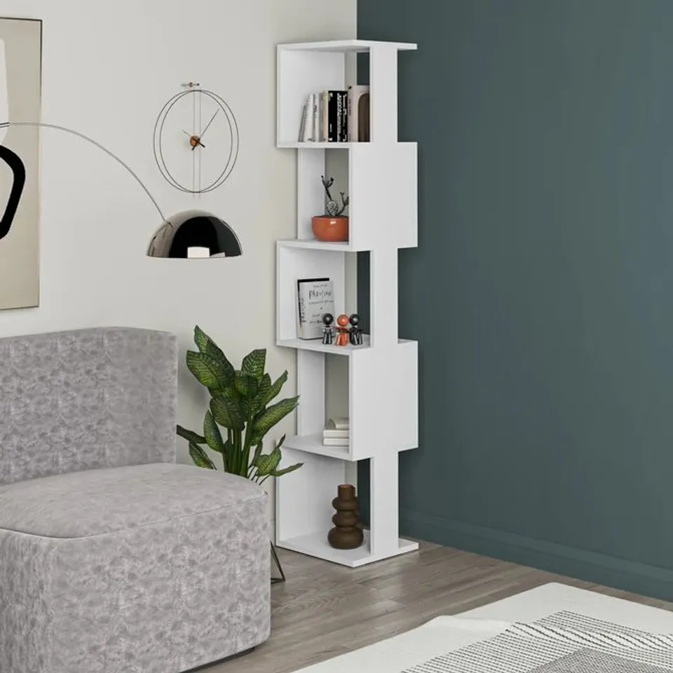 BOXED PIRI MODERN BOOKCASE DISPLAY UNIT TALL 161CM - WHITE