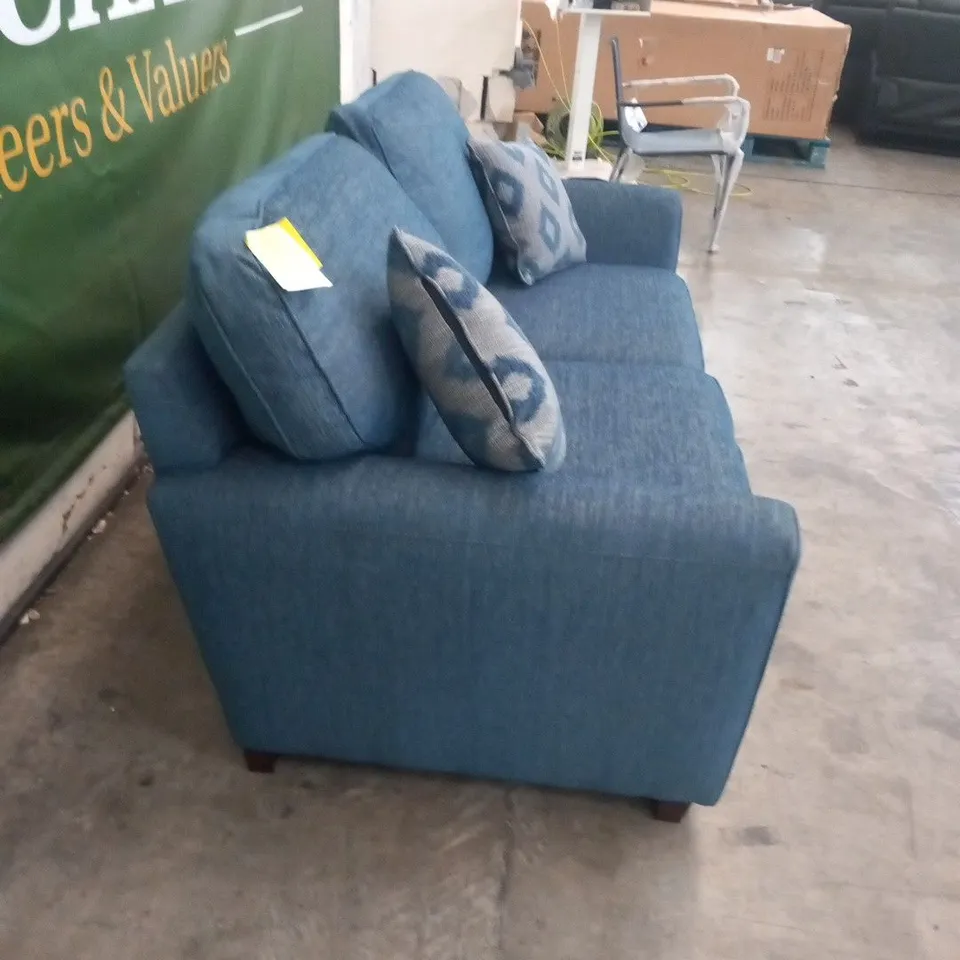 DESIGNER BLUE FABRIC 2 SEATER SOFA