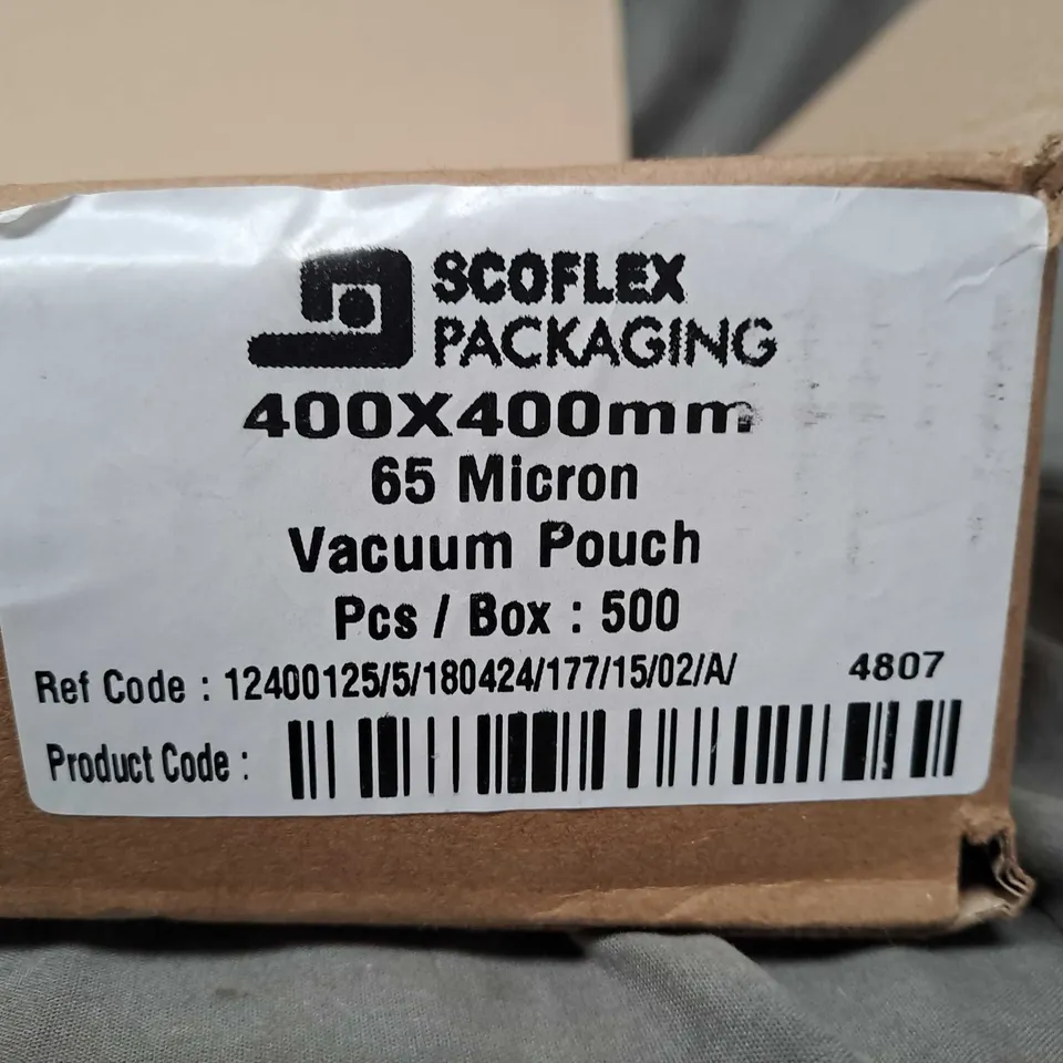 BOXED SCOFLEX PACKAGING APPROX 500 VACUUM POUCHES 400X400MM