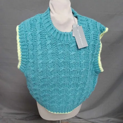 OLIVER BONAS CHUNKY CABE TANK IN TEAL SIZE 12