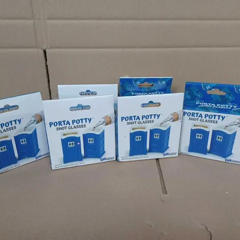 6 BOXED SET OF 2 PORTA POTTY SHOT GLASSES 