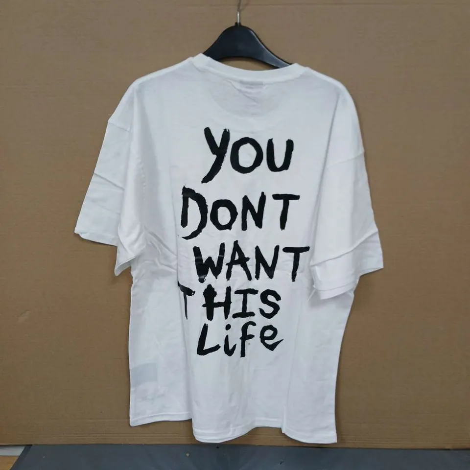 APPROXIMATELY 16 T- SHIRTS IN SMALL SIZE  WITH YOU DON'T WANT THIS LIFE LOGO .
