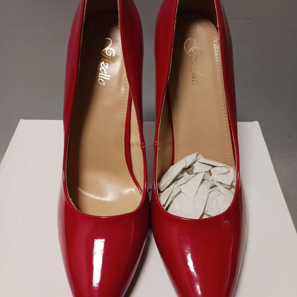 BOXED PAIR OF GAZELLE PATENT STILETTO HEELS, RED - UK SIZE 10