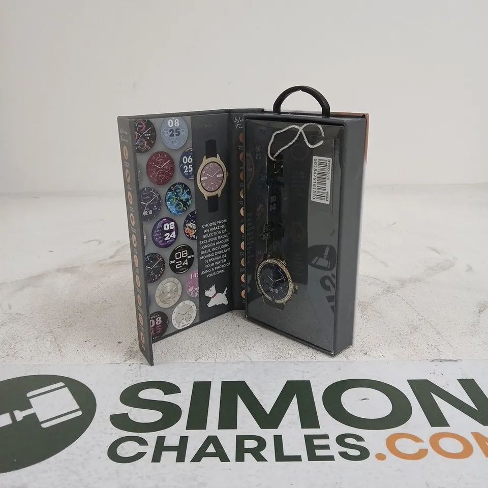 RADLEY LONDON BLACK/GOLD SMART WATCH IN BOX