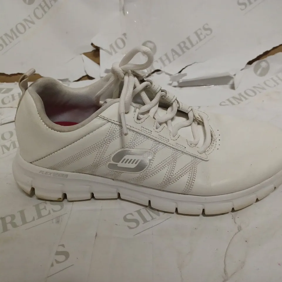 SKETCHERS WHITE LEATHER TRAINERS, UK 5