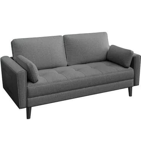 BOXED YAHEETECH 170cm FABRIC SQUARE ARM UPHOLSTERED SOFA - DARK GREY (2 BOXES)