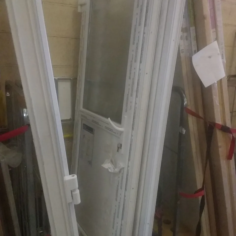 GEOM PVCU HALF GLAZED OBSCURE BACK DOOR RIGHT HAND OPENING 2055×840×80MM