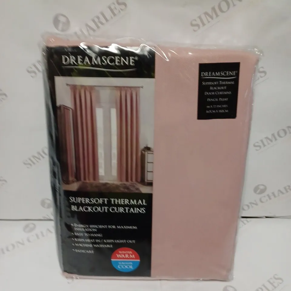 DREAMSCENE SUPER SOFT PENCIL PLEAT THERMAL BLACKOUT CURTAINS - 167 X 182CM