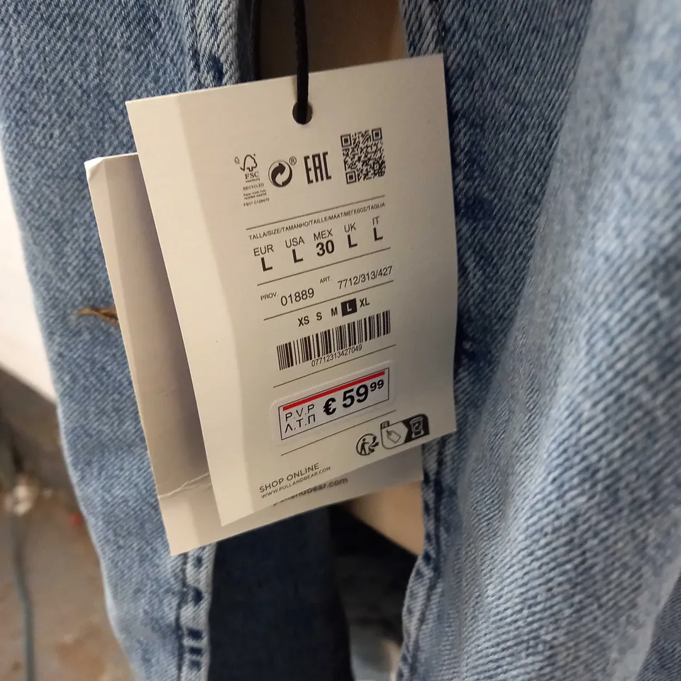 PULL & BEAR LONGLINE DENIM COAT - UK L