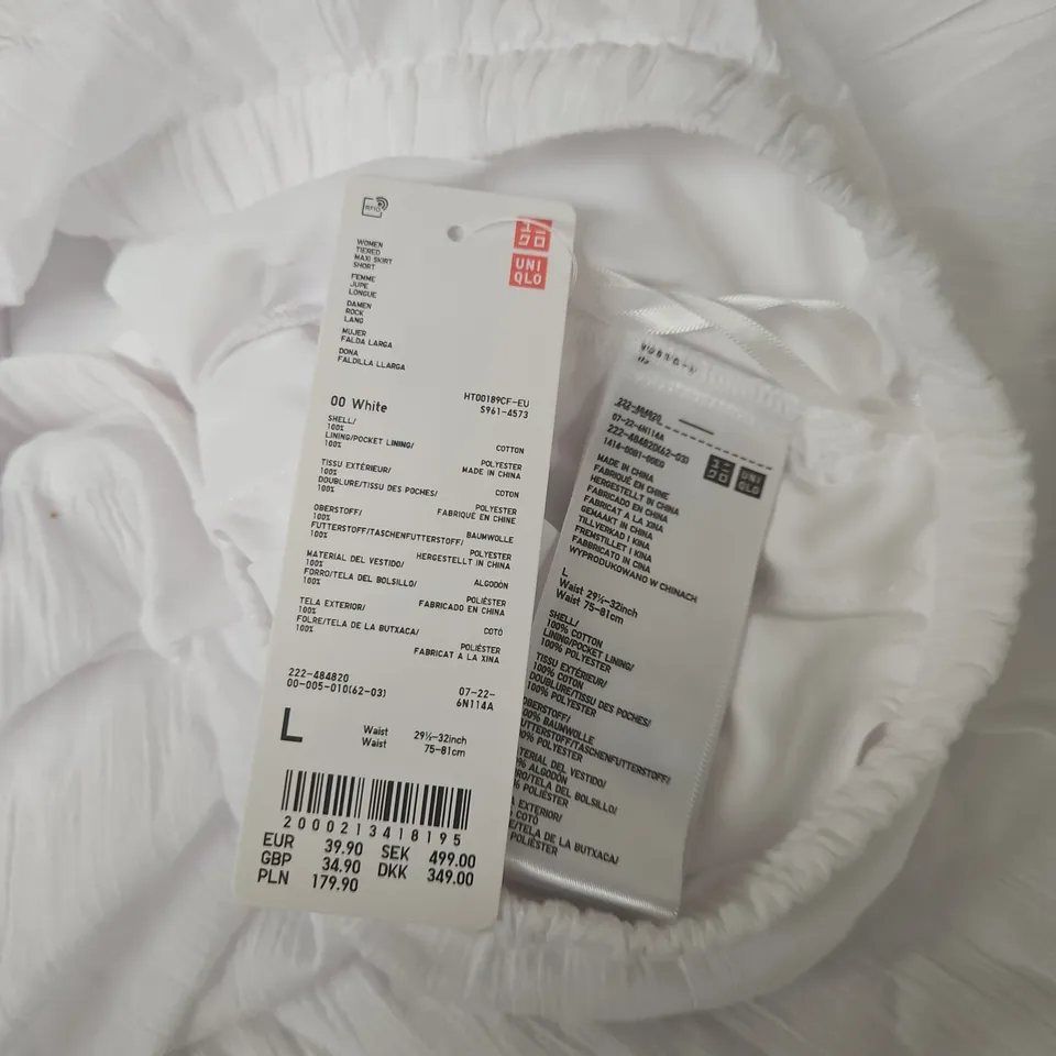 UNIQLO WOMEN TIERED MAXI SKIRT IN WHITE - LARGE