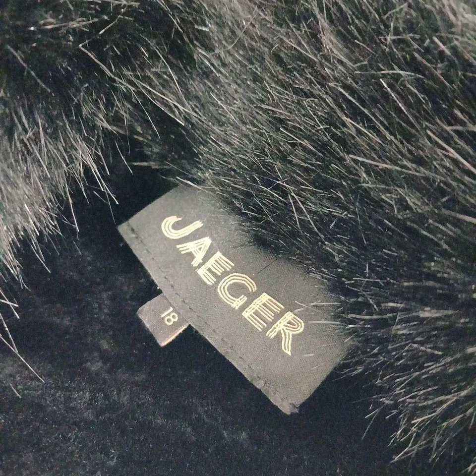 JAEGER BLACK FAUX-FUR COAT – UK 18
