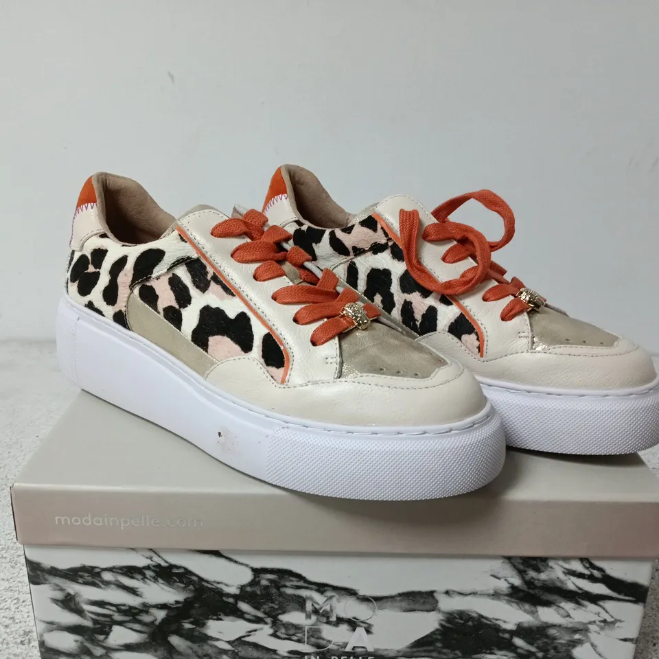 BOXED MODA IN PELLE WOMEN'S LEOPARD LEATHER TRAINERS – UK 6.5 (EU 39)
