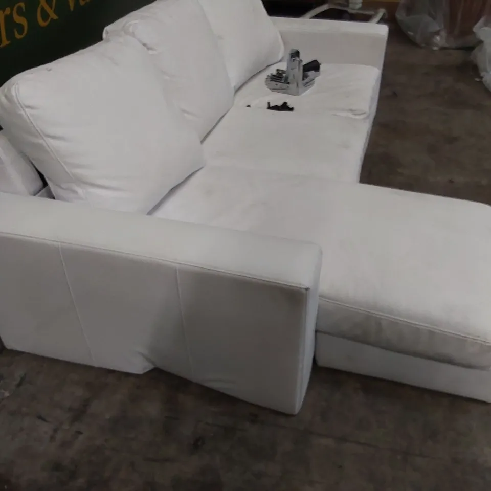 DESIGNER BALTIMORE WHITE L-SHAPED CORNER SOFA 