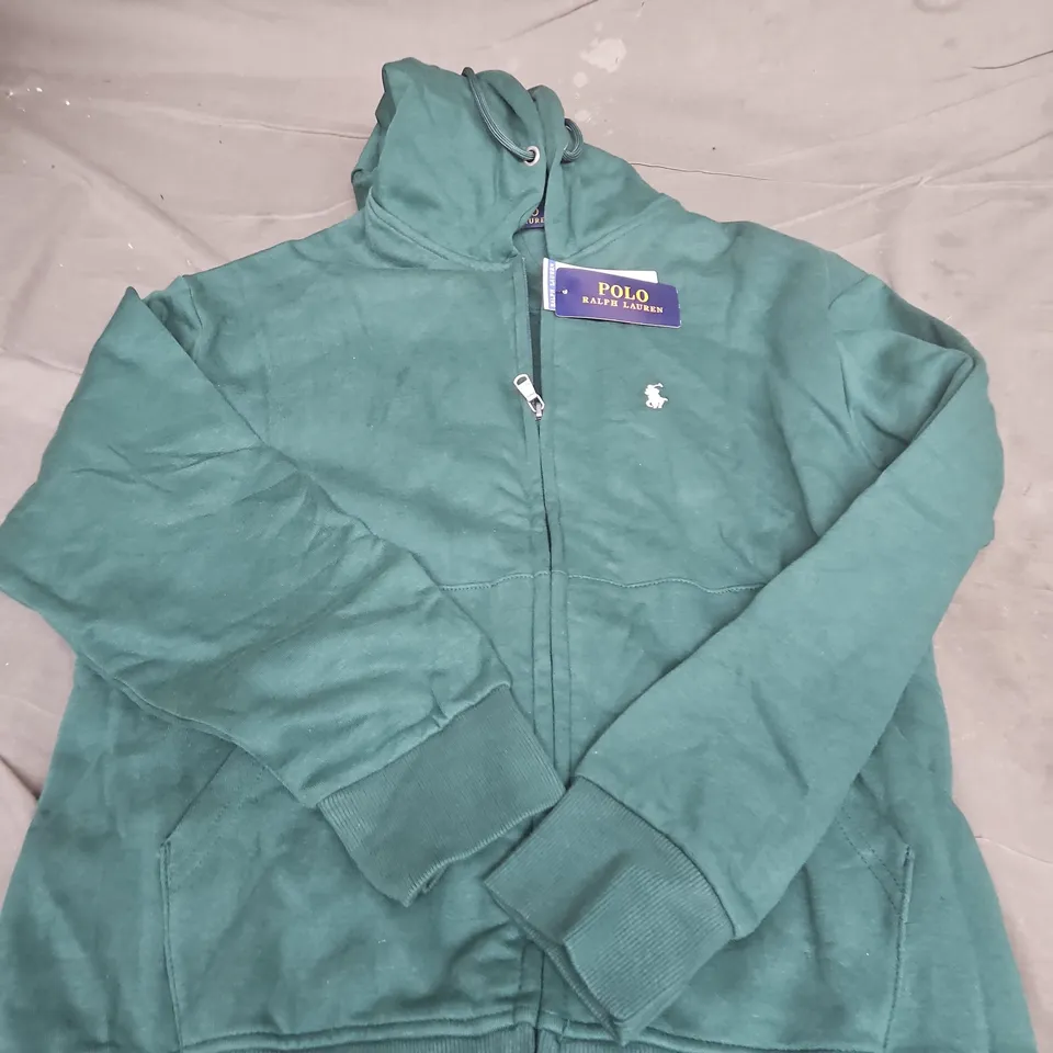 POLO RALPH LAUREN GREEN ZIP HOODIE JACKET – MEN'S MEDIUM