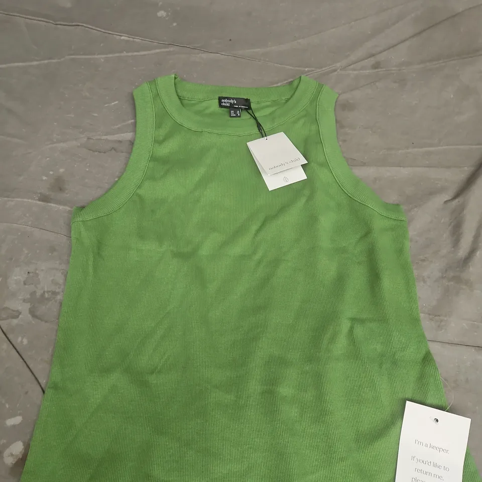 NOBODY'S CHILD GREEN SLEEVELESS TOP, UK 12