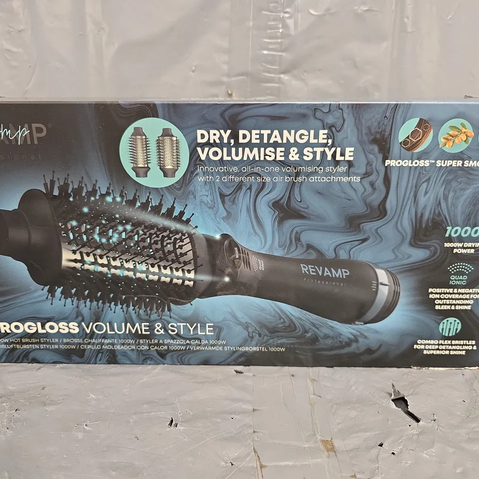 BOXED REVAMP PROFESSIONAL PROGLOSS VOLUME AND STYLE 1000W HOT BRUSH STYLER DR-2500-GB
