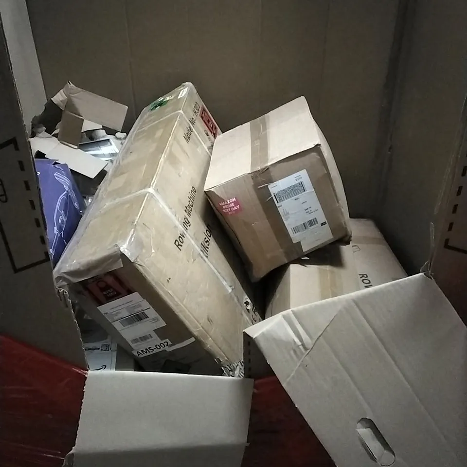 PALLET OF HOUSEHOLD ITEMS TO INCLUDE CHEESEBOARD,  CHEFMAN TURBOFRY,  LED AQUARIUM LIGHT, UNDER DESK ELECTRIC ELLIPTICAL TRAINER AND OTHER ASSORTED...