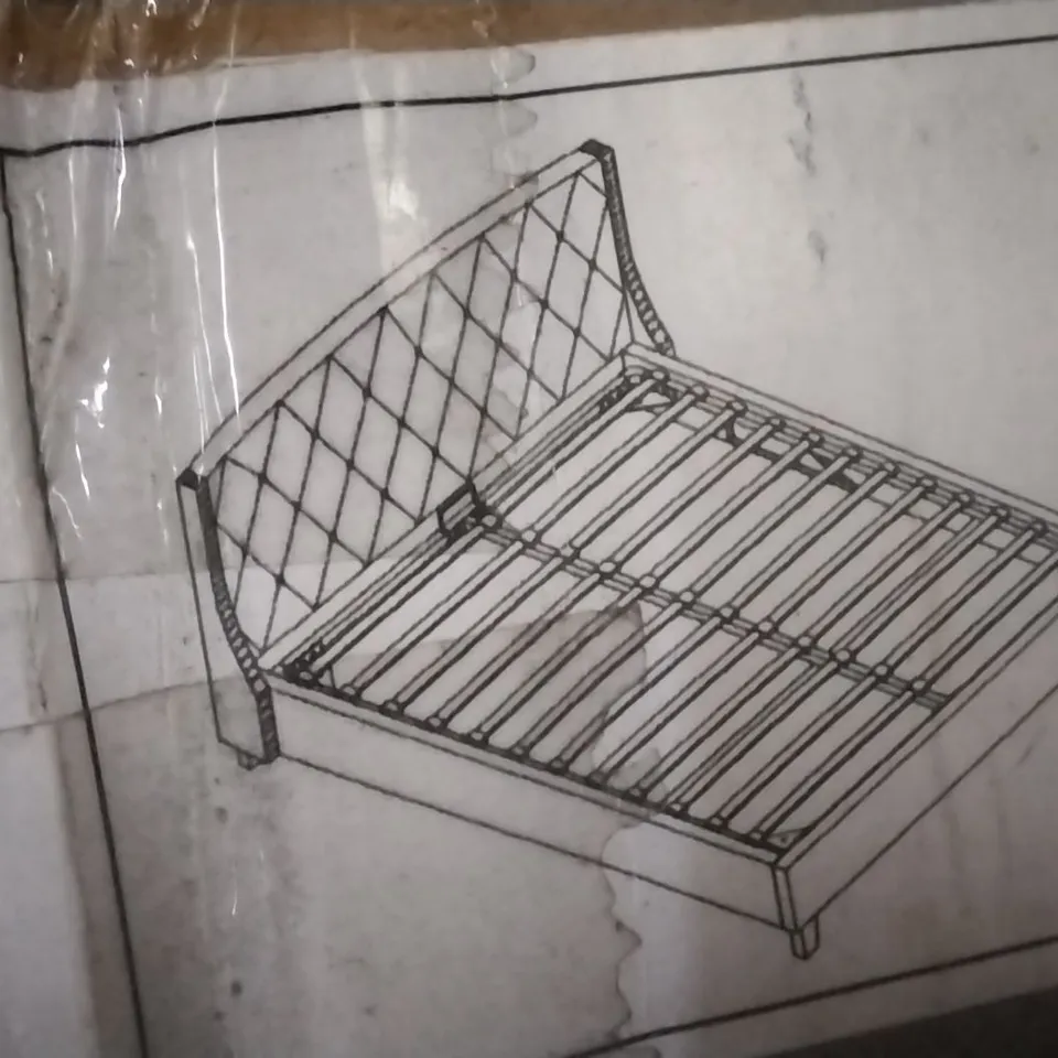 BOXED SAFINA VELOUR DOUBLE STUD WINGBACK OTTOMAN GREY/SILVER (BOX 3 OF 3 ONLY )