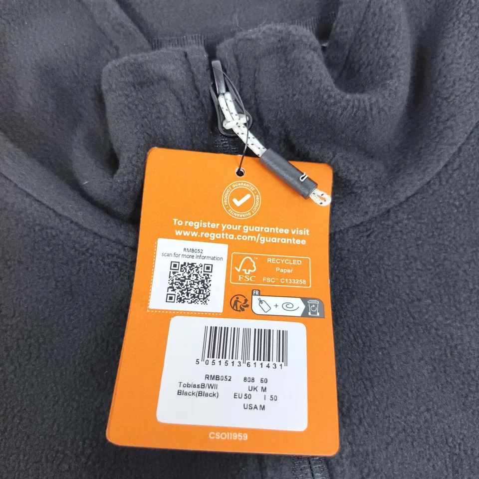 REGATTA MEN'S BLACK FLEECE ZIP GILET – UK M
