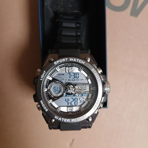 LIGE SPORT WATCH – DIGITAL-ANALOG, BLACK RESIN STRAP