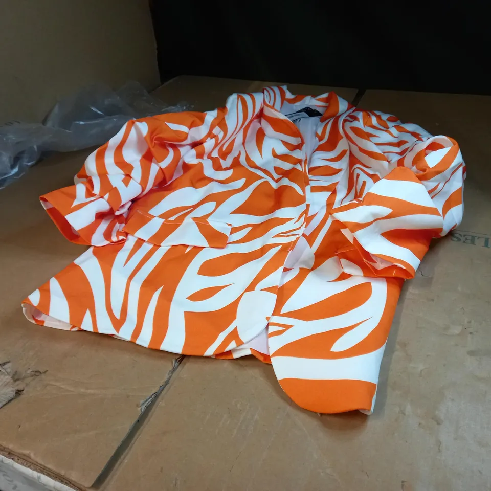 ORANGE ZEBRA RUCHED SLEEVED BLAZED