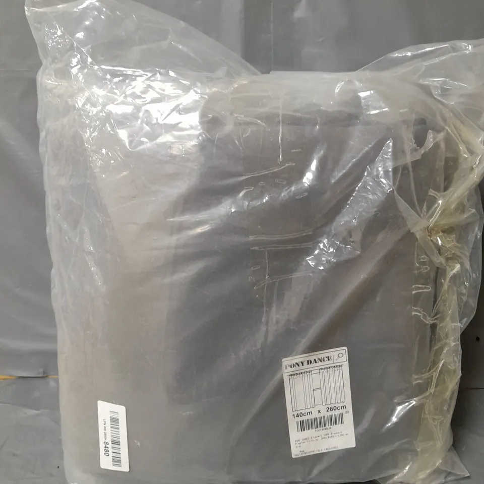 SEALED PONY DANCE 2 LAYER BLACKOUT PLEATED CURTAINS 140CM X 260CM - GREY 