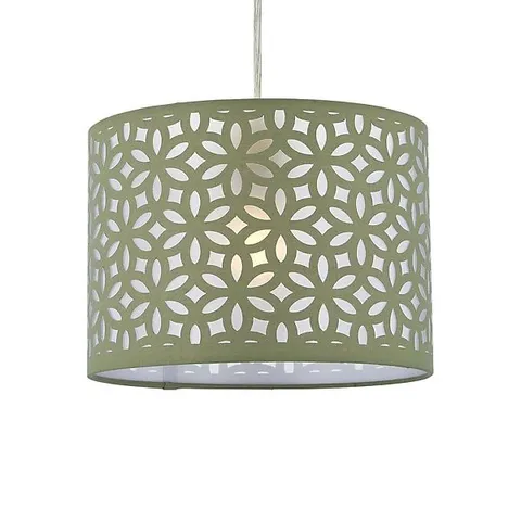 BOXED SAGE GREEN LASER CUT 25CM PENDANT LIGHTSHADE