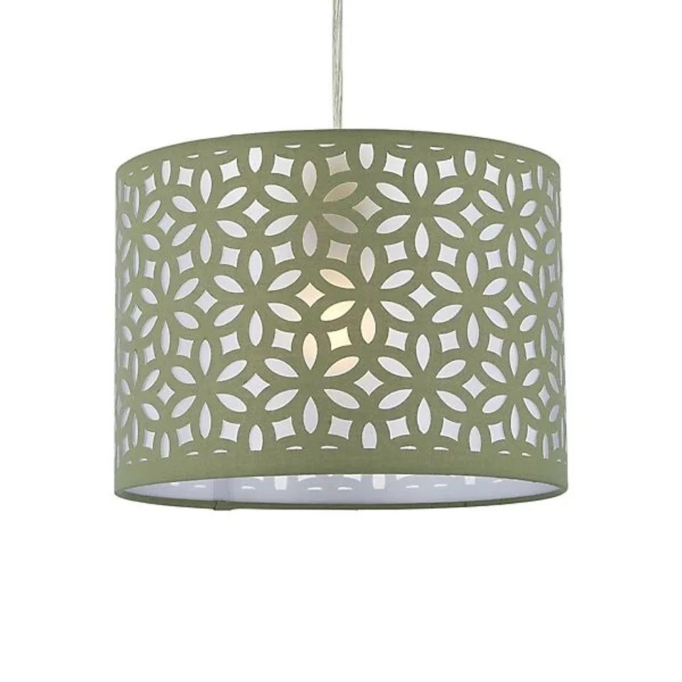 BOXED SAGE GREEN LASER CUT 25CM PENDANT LIGHTSHADE