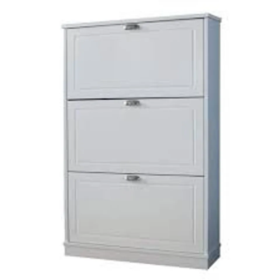 BRAND NEW BOXED SHOE STORAGE CABINET IN WHITE
