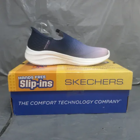 SKECHERS HANDS FREE SLIP INS TRAINERS NAVY/PURPLE SIZE 6