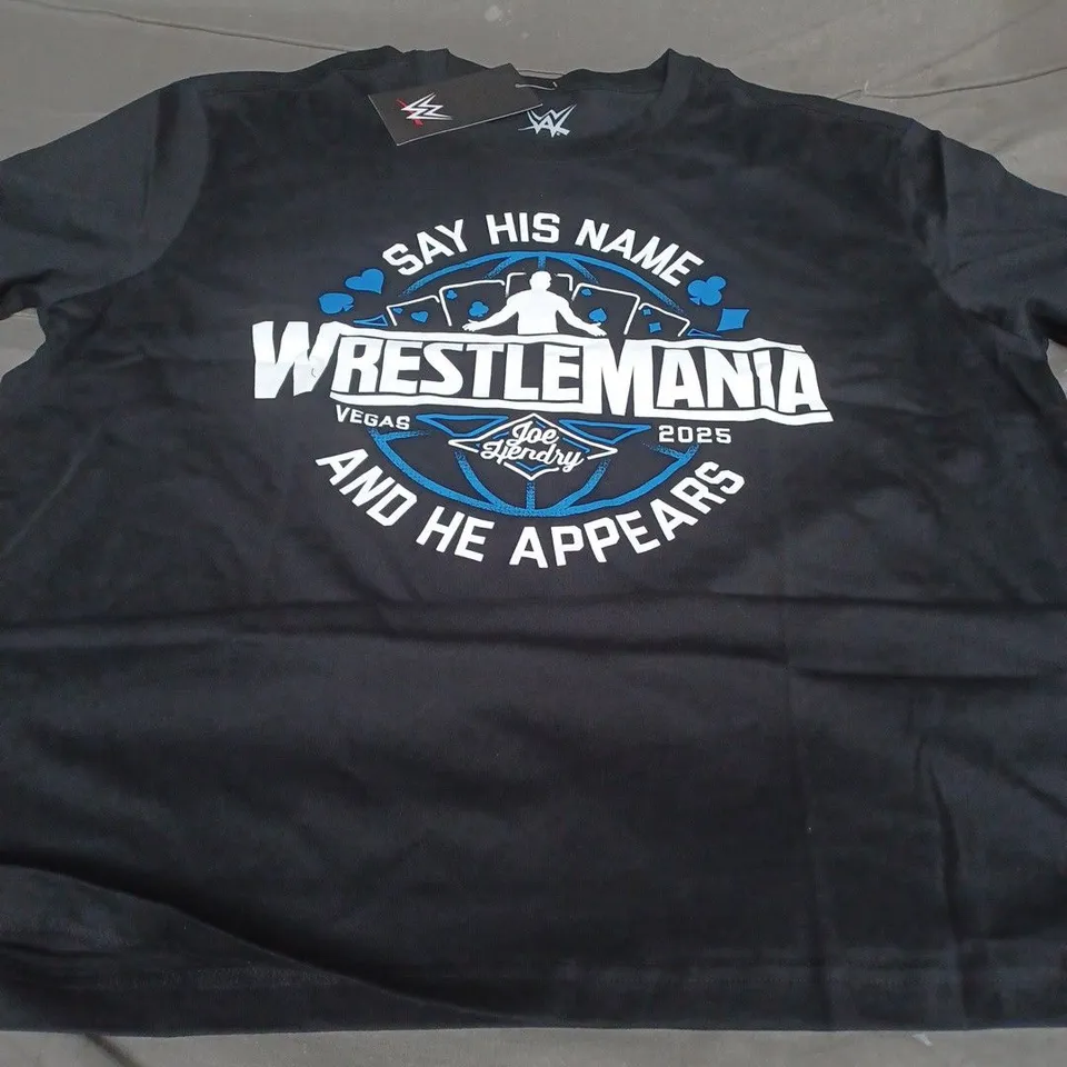 WWE WRESTLE MANIA 41 LOGO T-SHIRT, BLACK - UK SIZE XL