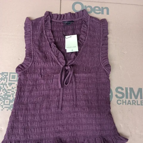 NOBODY'S CHILD AVEN V-NECK SHIRRED TOP IN PURPLE SIZE MEDIUM