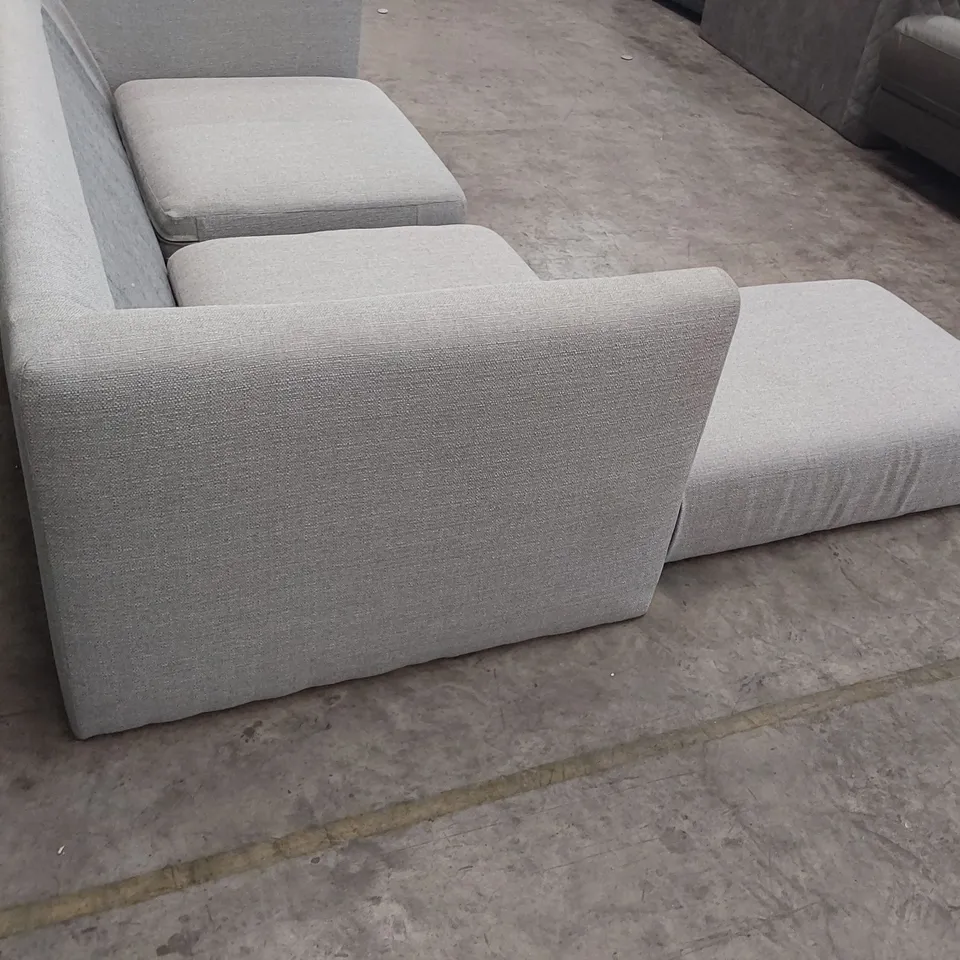 DESIGNER CHAISE SOFA LIGHT GREY FABRIC 