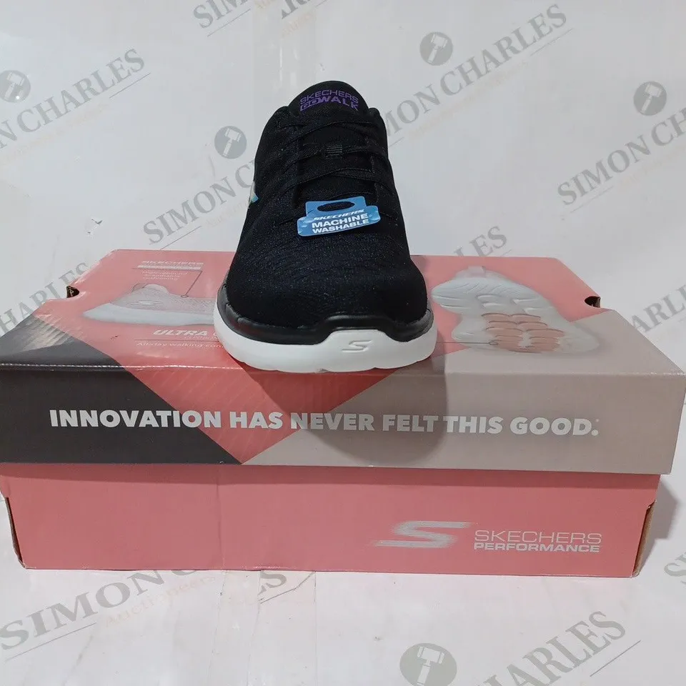BPXED PAIR OF SKETCHERS GO WALK AIR COOLED TRAINERS IN BLACK/MULTICOLOUR SIZE 6