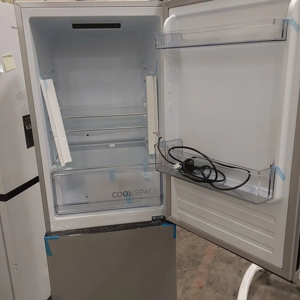 HOOVER FREESTANDING LOW FROST 55cm WIDE FRIDGE FREEZER IN SILVER - HOCT3L517ESK-1