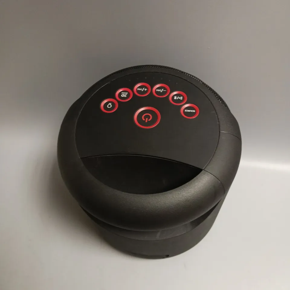 BOXED SHARP 2.1 PARTY SPEAKER SYSTEM IN BLACK AND RED 130W BLUETOOTH ENABLED DISCO LIGHTS