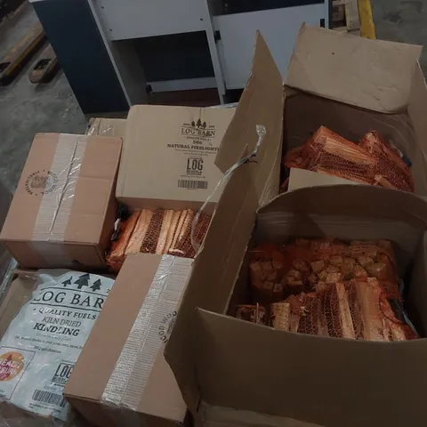 PALLET CONTAINING A LARGE ASSORTMENT OF FIRE WOOD, KINDLING, FIRELIGHTERS ECT