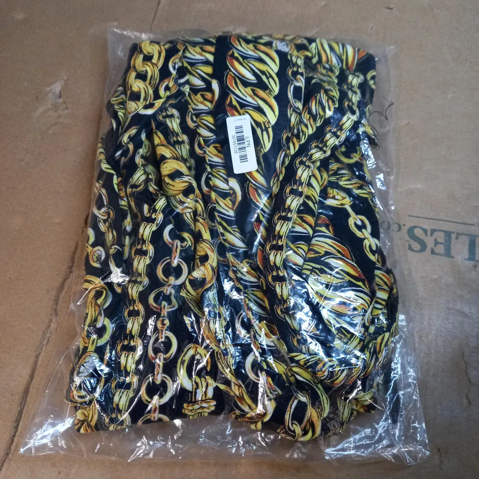 KAREN MILLEN CHAIN PRINT WOVEN TIE NECK MINI DRESS - SIZE 12