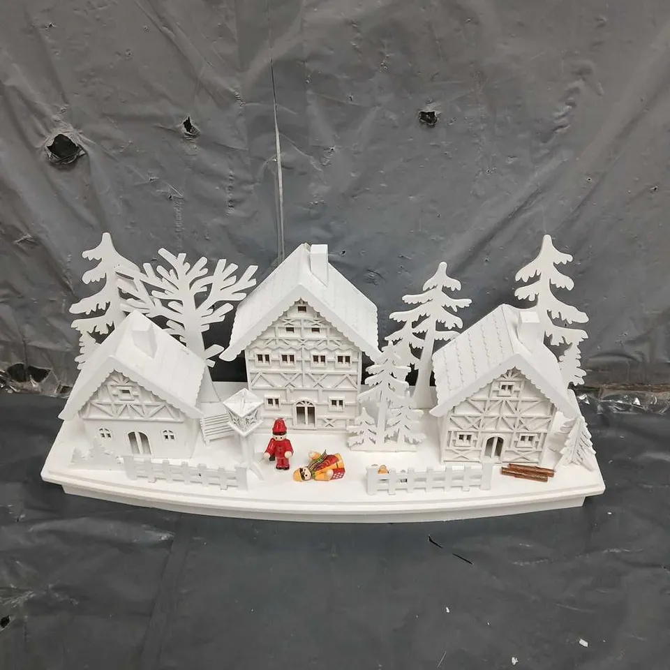 CHRISTMAS WHITE WOOD LIT VILLAGE SCENE RRP £34.99