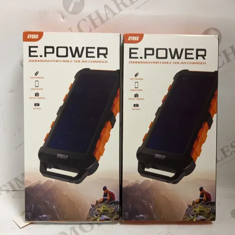 LOT OF 2 RYOKO E.POWER 20,000 MAH PORTABLE SOLAR CHARGERS
