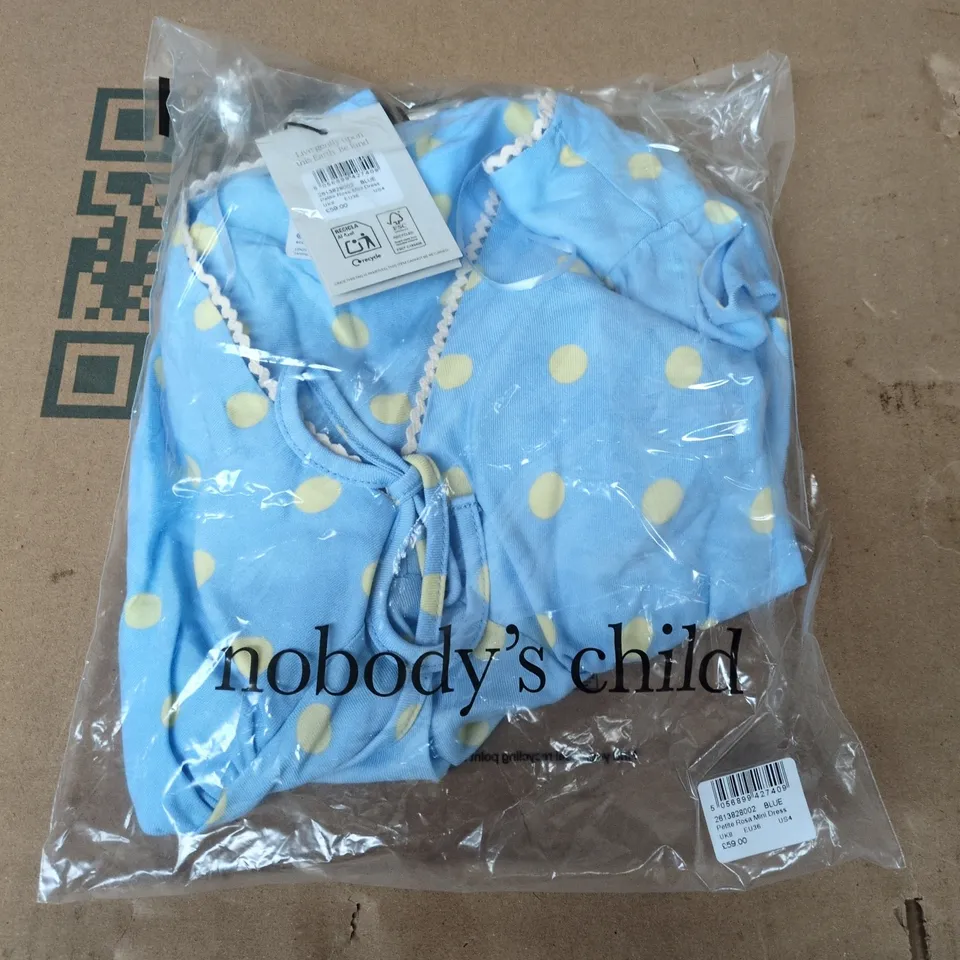 BAGGED NOBODYS CHILD PETITE ROSA MINI DRESS IN BLUE - UK 8