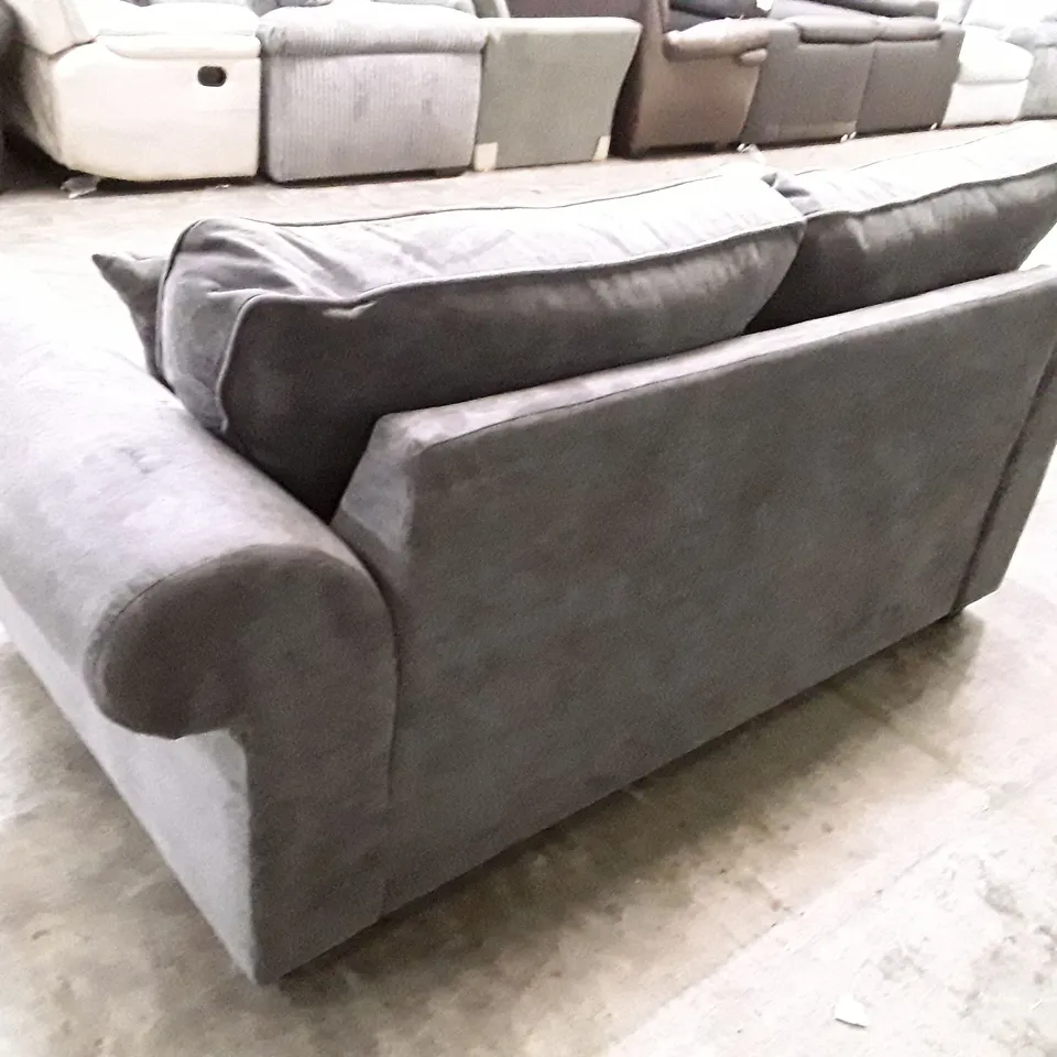 DESIGNER 2 SEATER SOFA - GREY FABRIC 