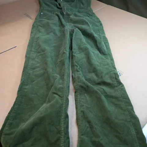 BDG URBAN OUTFITTERS ARMY GREEN CORD ZIPPED JUMPSUIT - MEDIUM