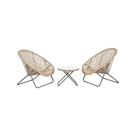 BOXED PACIFIC LIFESTYLE TOBS FOLDABLE OUTDOOR LOUNGERS SET - CREAM/GREY (1 BOX)