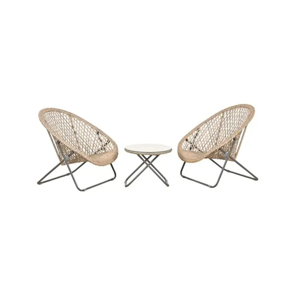 BOXED PACIFIC LIFESTYLE TOBS FOLDABLE OUTDOOR LOUNGERS SET - CREAM/GREY (1 BOX)