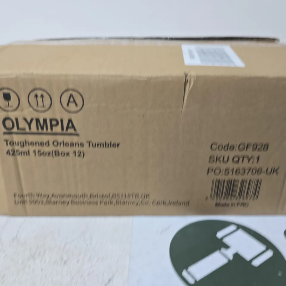 OLYMPIA 425ML TOUGHENED GLASS TUMBLERS – BOX OF 12