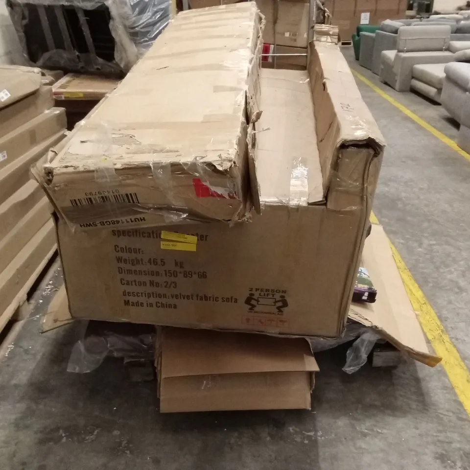 PALLET OF ASSORTED INCOMPLETE DESIGNER FURNITURE PARTS AND PIECES 