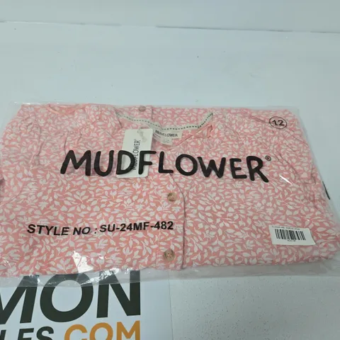 MUDFLOWER PINK FLORAL BUTTON-FRONT DRESS , UK 12