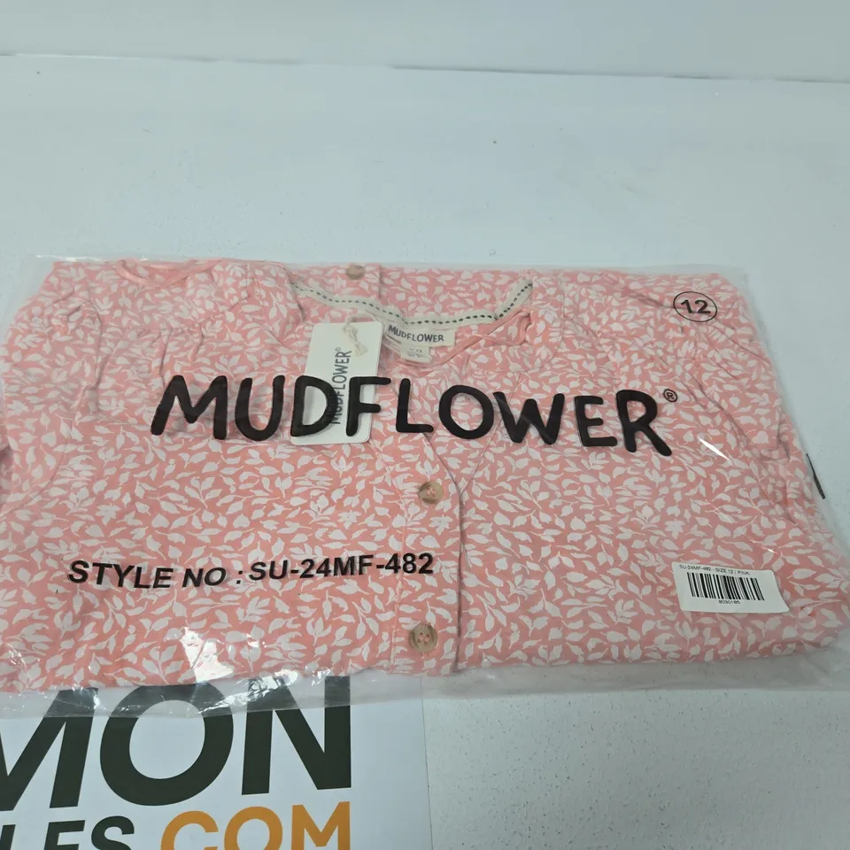 MUDFLOWER PINK FLORAL BUTTON-FRONT DRESS , UK 12